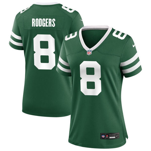 Women's New York Jets #8 Aaron Rodgers Nike Green Legacy Game Jersey
