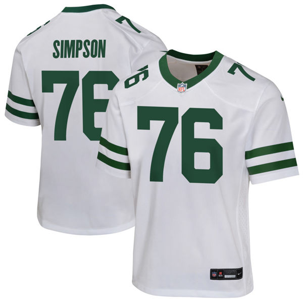 Youth New York Jets #76 John Simpson White Legacy Game Jersey