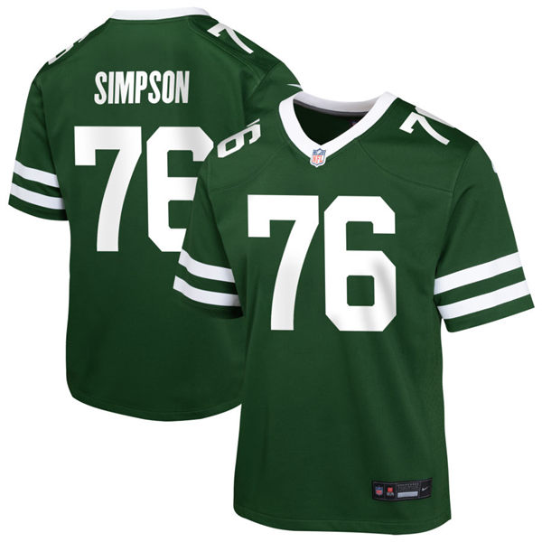 Youth New York Jets #76 John Simpson Nike Green Legacy Game Jersey