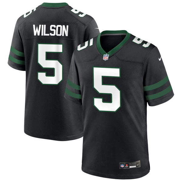 Men's New York Jets #5 Garrett Wilson Nike Black Alternate Legacy Game Jersey