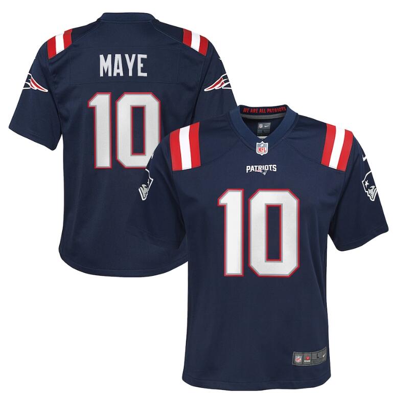 Youth New England Patriots #10 Drake Maye Nike Navy Limited Jersey