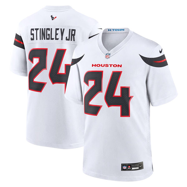 Men's Houston Texans #24 Derek Stingley Jr  Nike 2024 White Vapor Limited Player Jersey