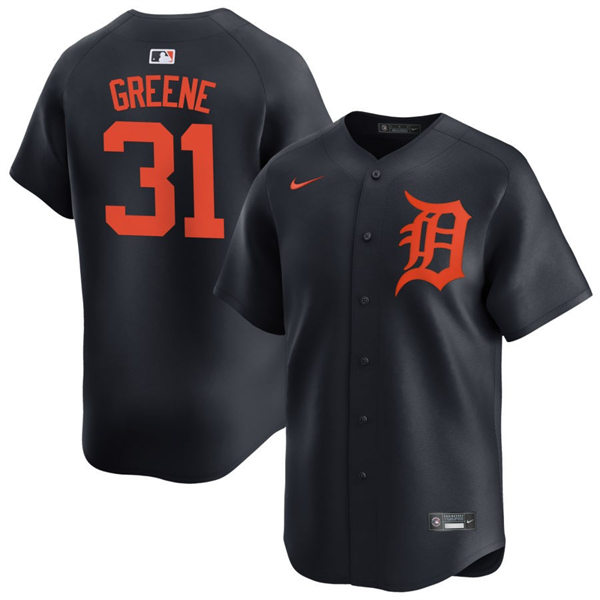Men's Detroit Tigers #31 Riley Greene Nike Navy Orange Limited Player Jersey