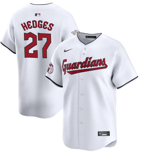 Mens Cleveland Guardians #27 Austin Hedges Nike 2024 White Home Limited Player Jersey