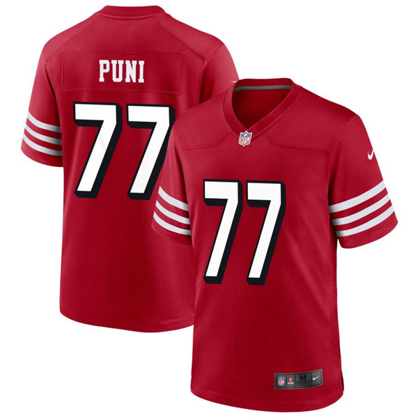 Mens San Francisco 49ers #77 Dominick Puni Nike Scarlet Alternate 2023 F.U.S.E. Vapor Limited Jersey