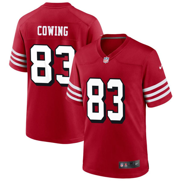 Mens San Francisco 49ers #83 Jacob Cowing Nike Scarlet Alternate 2023 F.U.S.E. Vapor Limited Jersey