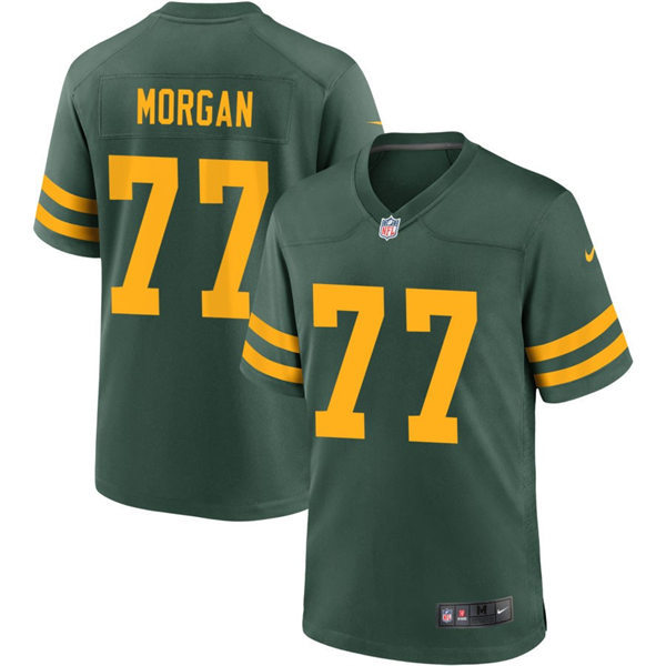 Mens Green Bay Packers #77 Jordan Morgan Nike Green Alternate Retro 1950s Throwback Jersey