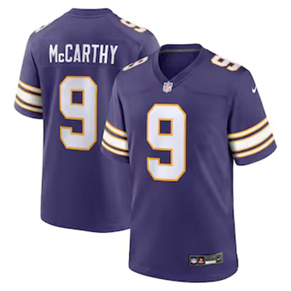 Men's Minnesota Vikings #9 J. J. McCarthy Purple Classic F.U.S.E. Limited Jersey