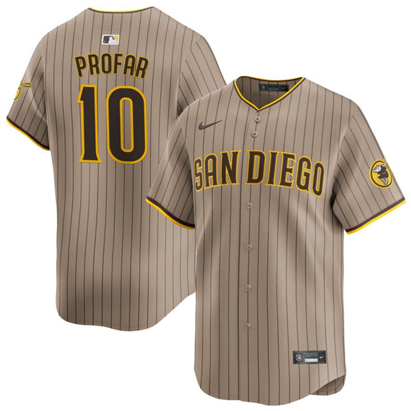 Mens San Diego Padres #10 Jurickson Profar Nike Alternate Khaki Limited Jersey