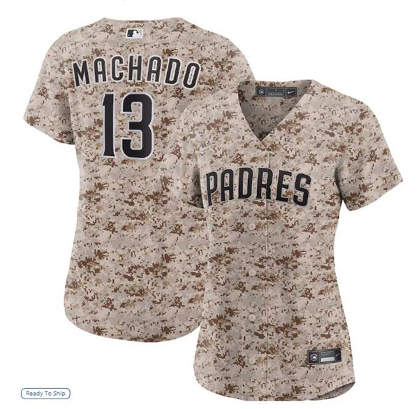 Womens San Diego Padres #13 Manny Machado Nike USMC Alternate Camo Limited Player Jersey
