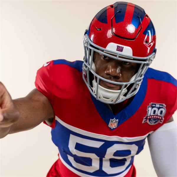 Youth New York Giants #58 Bobby Okereke Century Red 100TH Season Commemorative Jersey