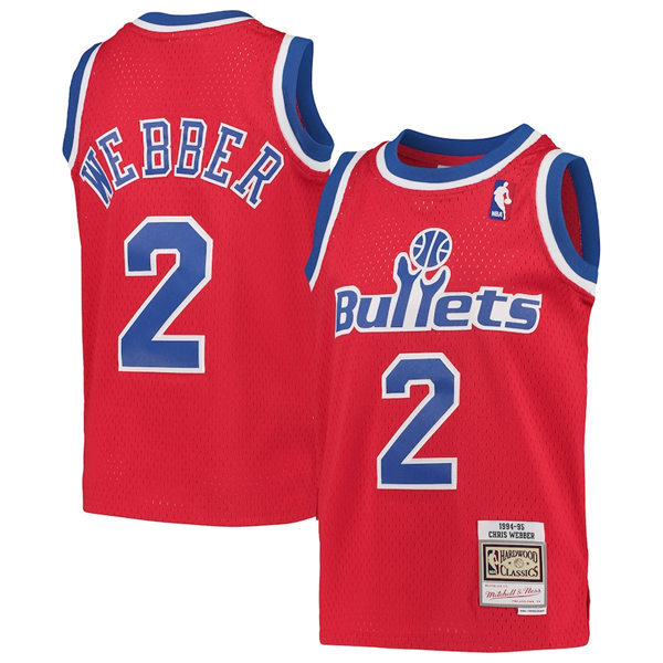 Men's Washington Bullets #2 Chris Webber Red Washington Bullets 1994-95 Hardwood Classics Swingman Jersey