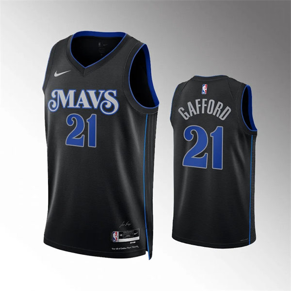 Mens Dallas Mavericks #21 Daniel Gafford Nike Black 2023-24 City Edition Swingman Jersey
