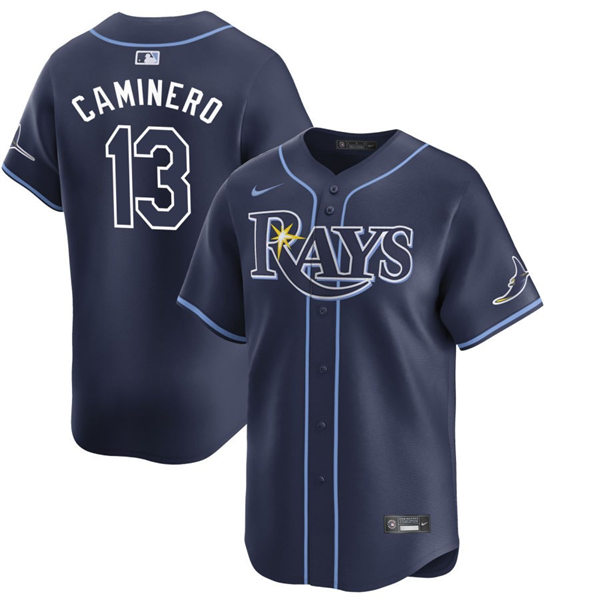 Mens Tampa Bay Rays #13 Junior Caminero Nike Navy Alternate Limited Jersey