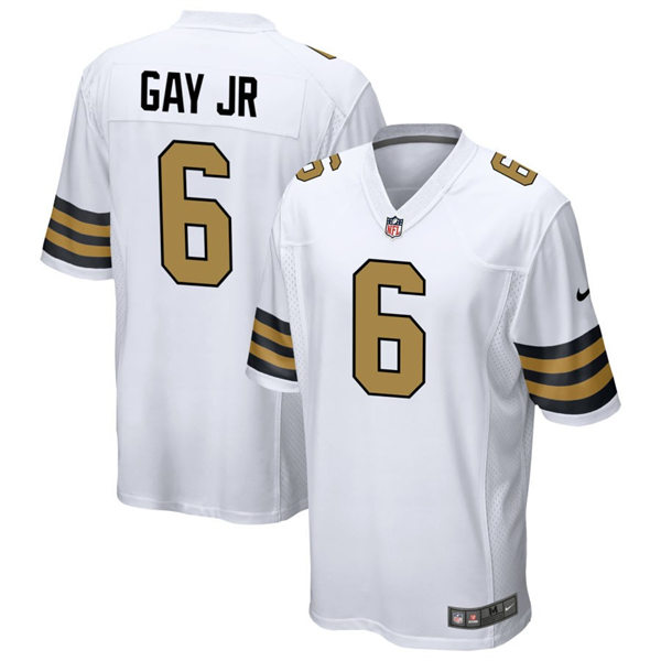 Mens New Orleans Saints #6 Willie Gay Jr. Nike White Color Rush Legend Player Jersey
