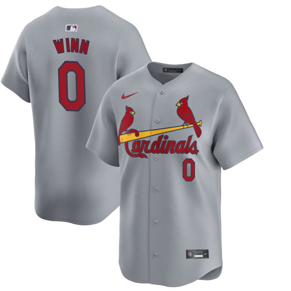 Men's St. Louis Cardinals #0 Masyn Winn  Nike Grey Road Limited Jersey(2)