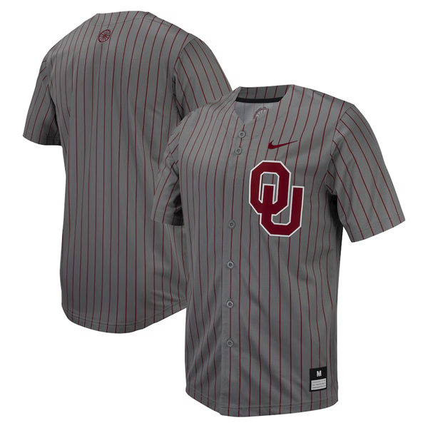Men's Youth Oklahoma Sooners Custom Gray Pinstripe Baseball Game Jersey