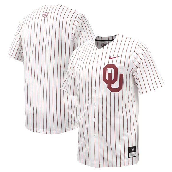 Men's Youth Oklahoma Sooners Custom White Pinstripe Baseball Game Jersey