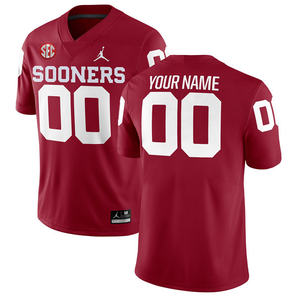 Men's Youth Oklahoma Sooners Custom 2024 SEC Crimson  Football Jersey