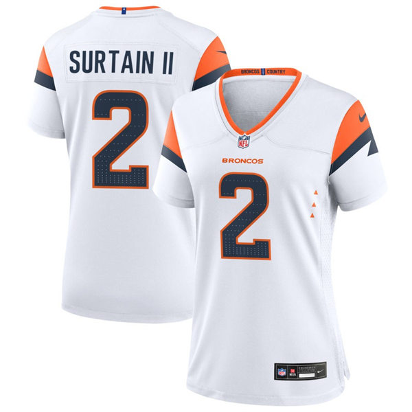 Womens Denver Broncos #2 Patrick Surtain II Nike White Limited Jersey