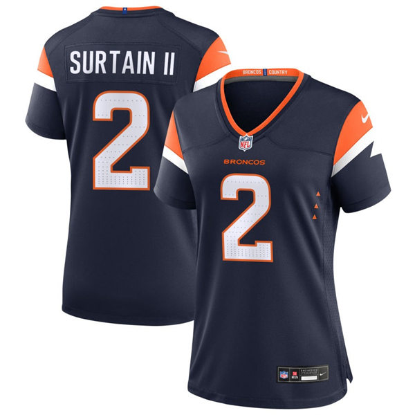 Womens Denver Broncos #2 Patrick Surtain II Nike Navy Alternate Limited Jersey