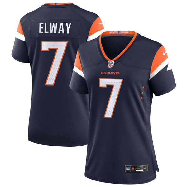 Womens Denver Broncos Retired Player #7 John Elway Nike Navy Alternate Limited Jersey
