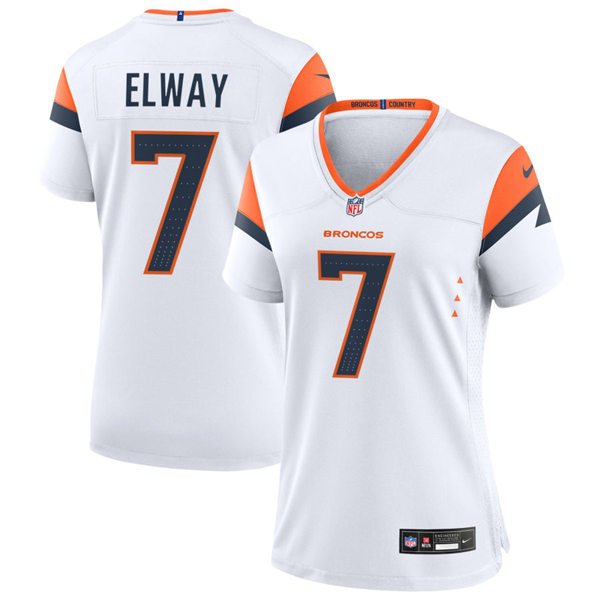 Womens Denver Broncos Retired Player #7 John Elway Nike White Limited Jersey