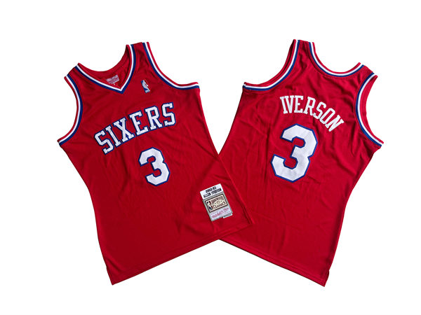 Men's Philadelphia 76ers #3 Allen Iverson 2002-03 Hardwood Classics Swingman Throwback Jersey - Red