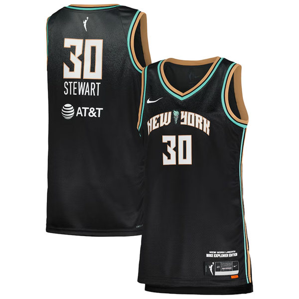Men's New York Liberty #30 Breanna Stewart Nike Black Explorer Edition Victory Jersey