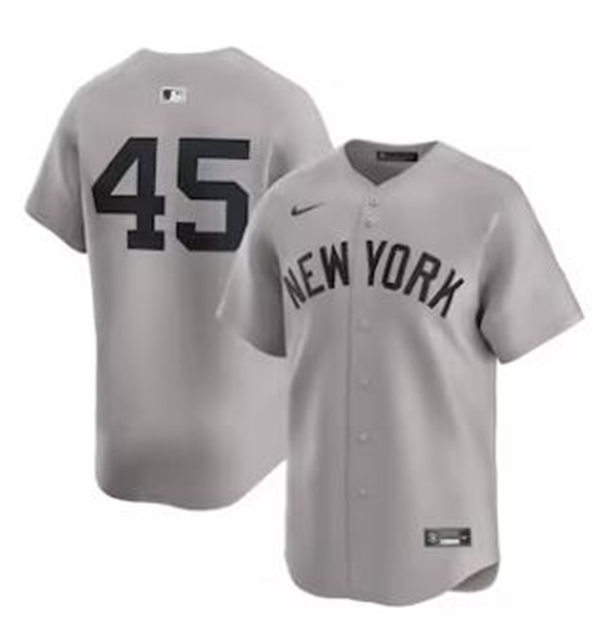 Men's New York Yankees #45 Gerrit Cole Nike 2024 Gray Away Limited Player Jersey