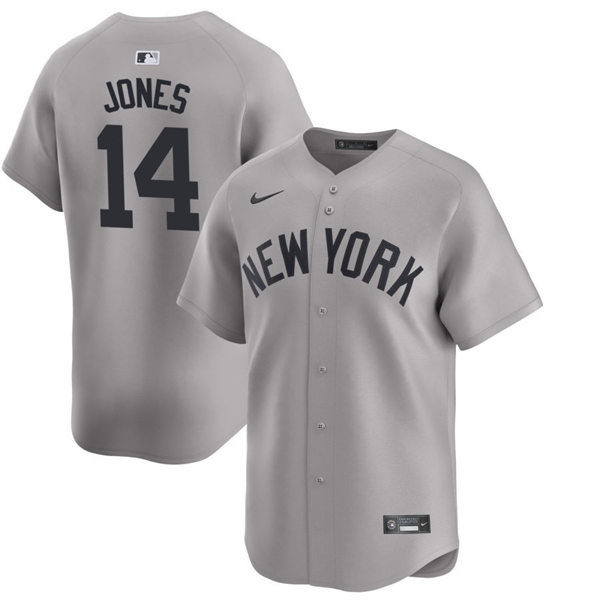 Mens New York Yankees #14 Jahmai Jones Nike 2024 Away Limited Player Jersey Gray With Name