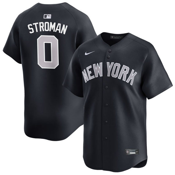 Mens New York Yankees #0 Marcus Stroman Nike Navy Alternate 2nd with Name New York LimitedJersey