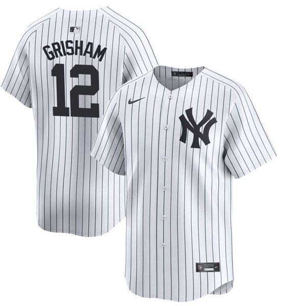 Men's New York Yankees #12 Trent Grisham Nike White Home with Name Limited Player Jersey