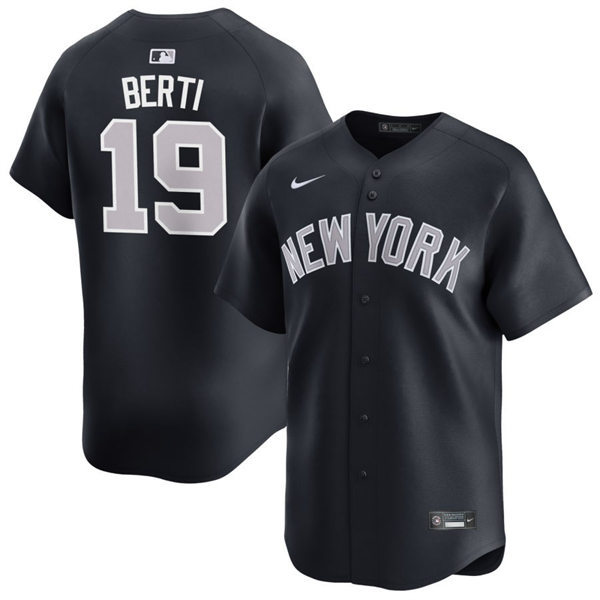 Mens New York Yankees #19 Jon Berti Nike Navy Alternate 2nd with Name New York Limited Jersey