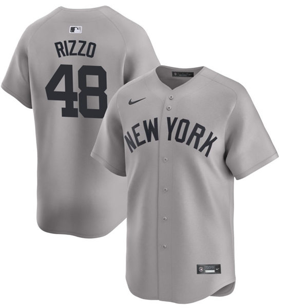 Mens New York Yankees #48 Anthony Rizzo Nike 2024 Away Limited Player Jersey Gray With Name