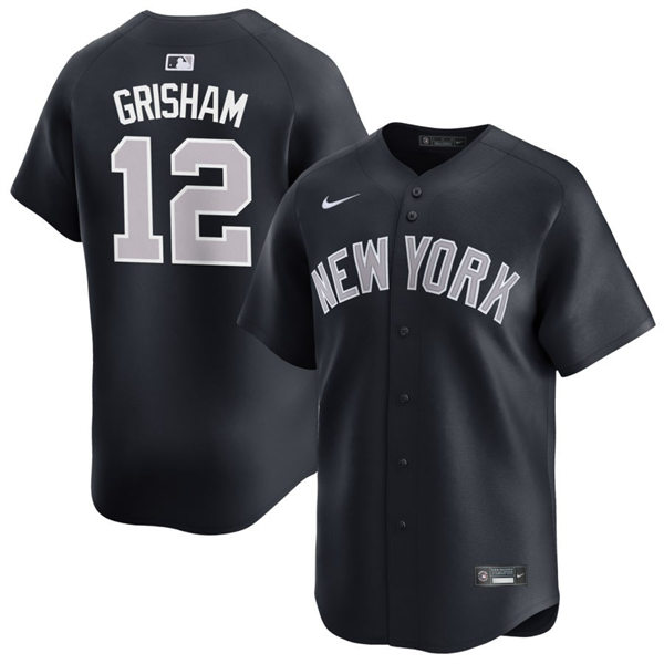 Men's New York Yankees #12 Trent Grisham Nike Navy Alternate 2nd with Name New York Limited Jersey