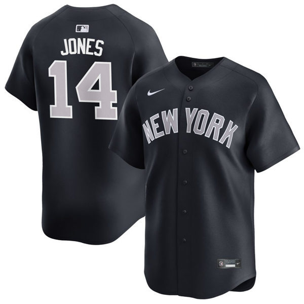 Mens New York Yankees #14 Jahmai Jones Nike Navy Alternate 2nd with Name New York Limited Jersey