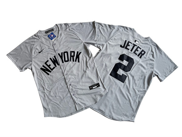 Mens New York Yankees Retired Player #2 Derek Jeter Nike 2024 Away Limited Player Jersey Gray With Name