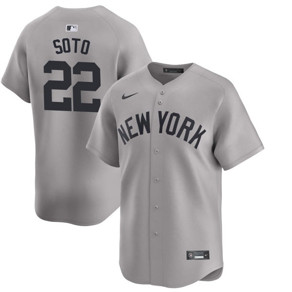 Mens New York Yankees #22 Juan Soto Nike 2024 Away Limited Player Jersey Gray With Name