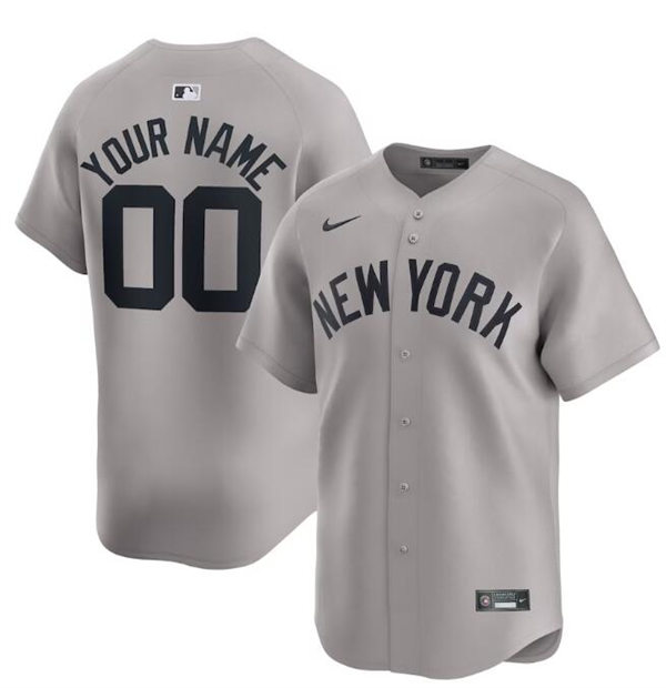 Mens New York Yankees Custom Nike 2024 Gray Away Limited Jersey 