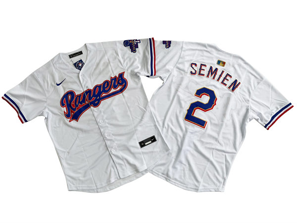 Mens Texas Rangers #2 Marcus Semien GOLD-TRIMMED WORLD SERIES CHAMPIONSHIP Limited Jersey