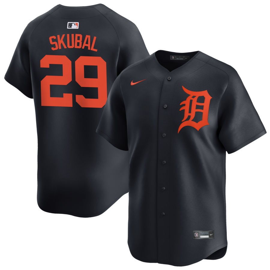 Men's Detroit Tigers #29 Tarik Skubal Nike Navy Orange Limited Player Jersey