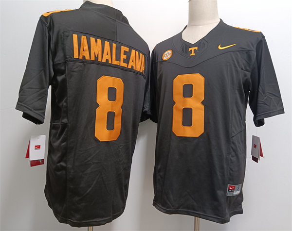 Men's Tennessee Volunteers #8 Nico Iamaleava Nike Black Dark Mode College Football Jersey