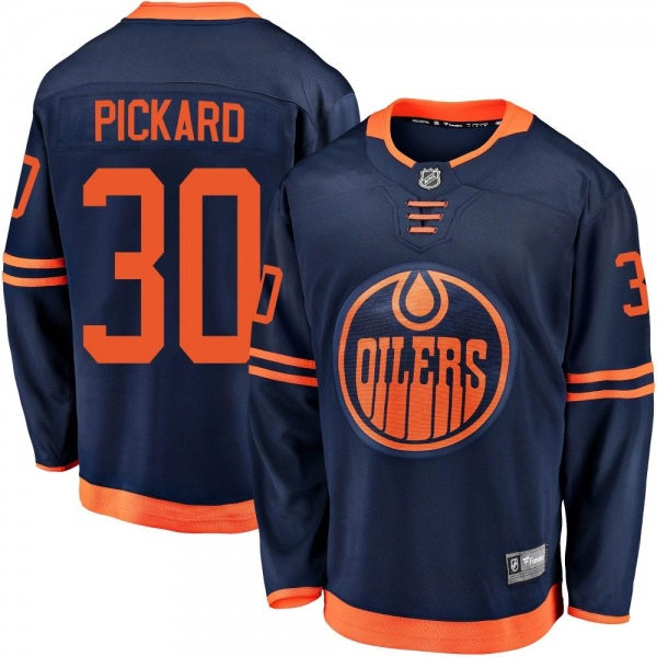 Men's Edmonton Oilers #30 Calvin Pickard  Fanatics Navy Alternate Jersey