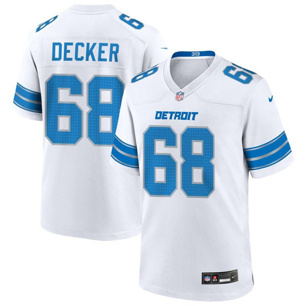 Mens Detroit Lions #68 Taylor Decker Nike 2024 White Vapor F.U.S.E. Limited Jersey
