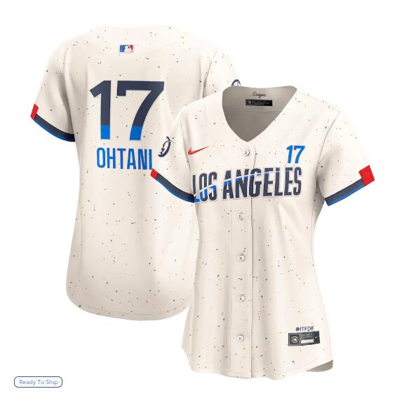 Womens Los Angeles Dodgers #17 Shohei Ohtani2024 City Connect Limited Player Jersey - Cream
