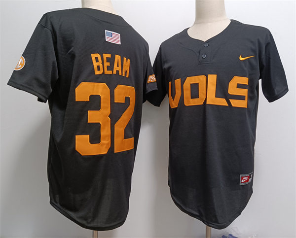 Mens Tennessee Volunteers #32 Drew Beam Nike Black two-Button Pullover College Baseball Limited Jersey