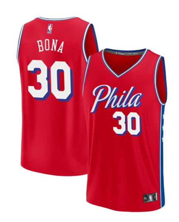 Mens Philadelphia 76ers #30 Adem Bona Red Statement Swingman Jersey
