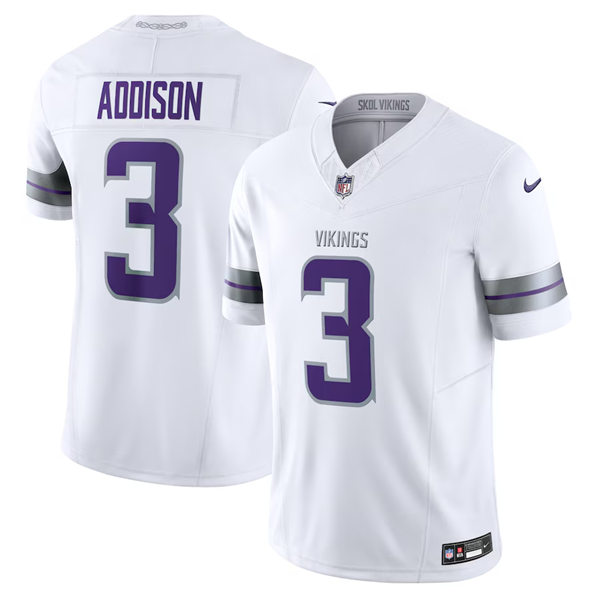 Men's Minnesota Vikings #3 Jordan Addison Nike White Alternate Vapor F.U.S.E. Winter Warrior Limited Jersey