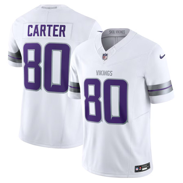 Youth Minnesota Vikings Retired Player #80 Cris Carter Nike White Alternate Vapor F.U.S.E. Winter Warrior Limited Jersey